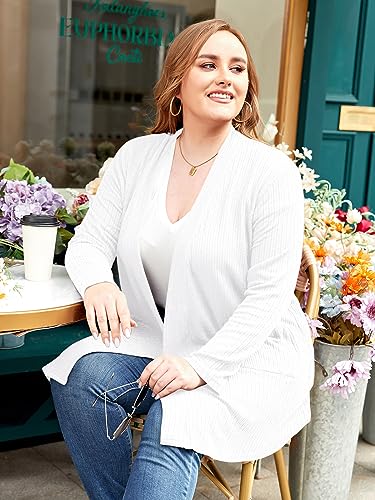 Image of LARACE Open Front Knit Plus Size Cardigan Sweaters for Women with Pockets