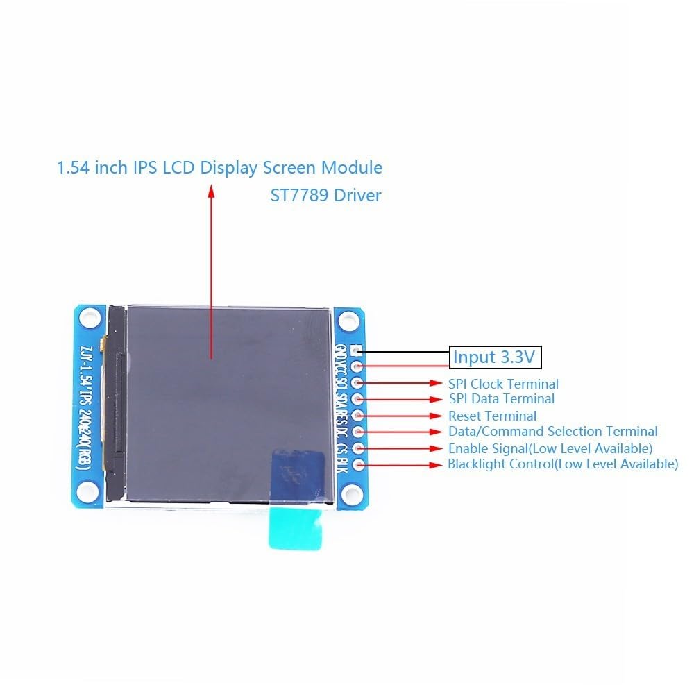 Module d'affichage LCD TFT, module d'affichage TFT-LCD RGB SPI de 1,54 pouce avec pilote ST7789, 240 x 240 pixels, 3,3 V, IPS-LCD
