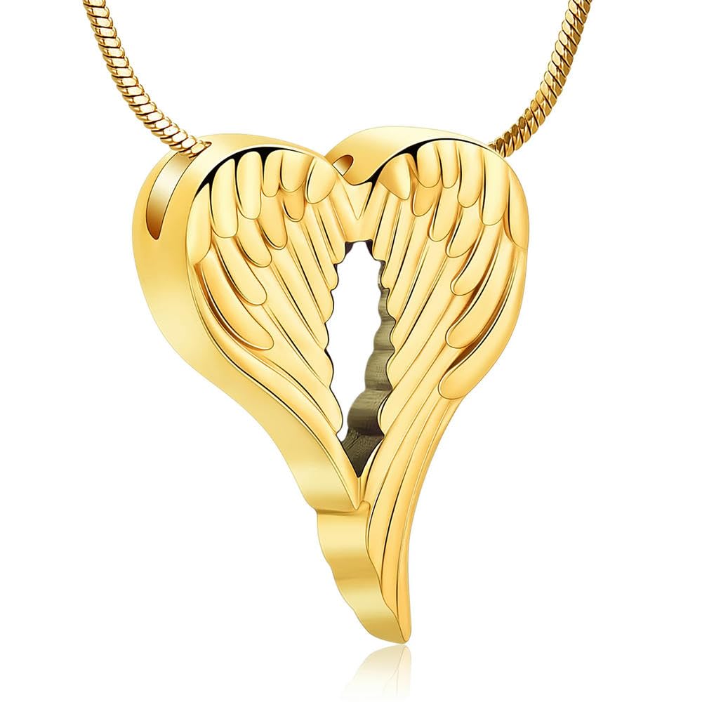 Bijou de crémation pendentif urne funéraire cœur acier inoxydable or hommes femmes