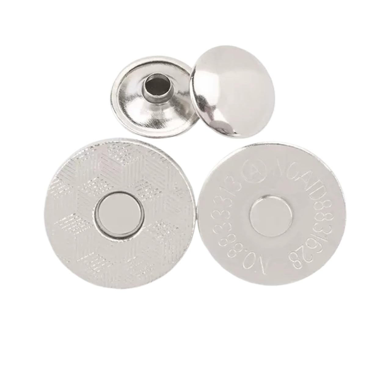 Magnetic Press Studs 10 Sets Metal Double Rivet Magnetic Clasps Buttons Fastener Bag Press Handbag Clothes DIY 14/18mm(Thin Silver,14mm)
