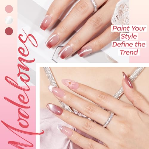 Image of modelones Cat Eye Gel Nail Polish, 6 Colors Jelly Nude Pink with Magnet Sparkle Galaxy Series Nail Gel Polish Kit Soak Off Led Nail Art Manicure Salon DIY Gifts
