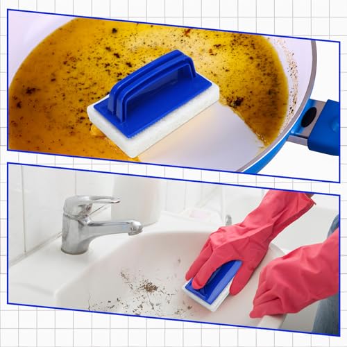 Image of Maxdot 18 Pcs Handled Bath Scrubber Sponge Scrub Pad with Handle Cleaning