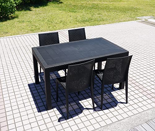 ニューザフィール ガーデンテーブル5点セット ブラック ニューザフィールテーブル×1・ニューネパールチェアー(肘無し)×4 ガーデンファニチャー 3枚目