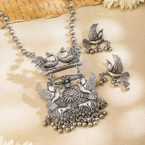 Image of Rubans Oxidised Necklace Set Indian Tribal Style Ethnic Jewellery Gift for Women & Girls