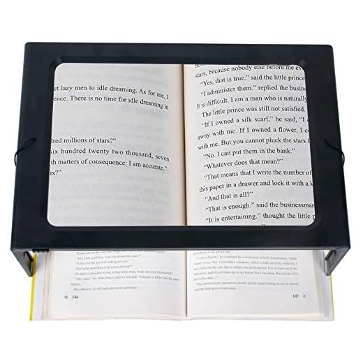 Hands-Free 3X Magnifying Glass Large Full Page Magnifier with LED Lighted, Foldable Desktop Portable Rectangular Reading Magnifier for Low Vision, Seniors with Aging Eyes (Black)