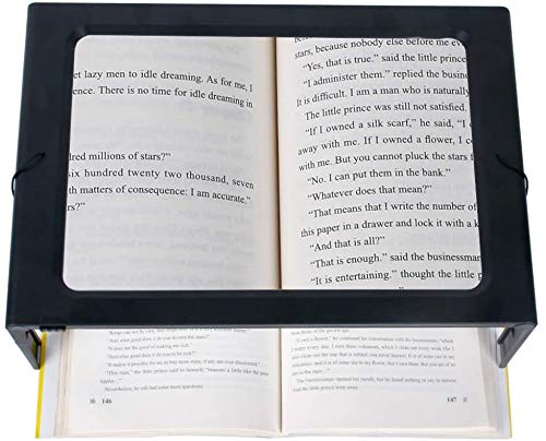 Hands-Free 3X Magnifying Glass Large Full Page Magnifier with LED Lighted, Foldable Desktop Portable Rectangular Reading Magnifier for Low Vision, Seniors with Aging Eyes