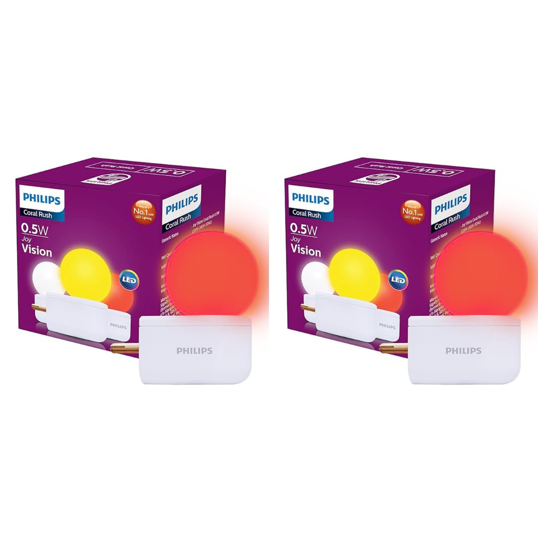 Philips Joy Vision Coral Rush 0.5W LED Night Lamp | Soft White Glow | Energy Efficient | Plug-in Prong Design | Ideal for Bedroom, Kids Room & Hallway (Red, Pack of 2)-image-20
