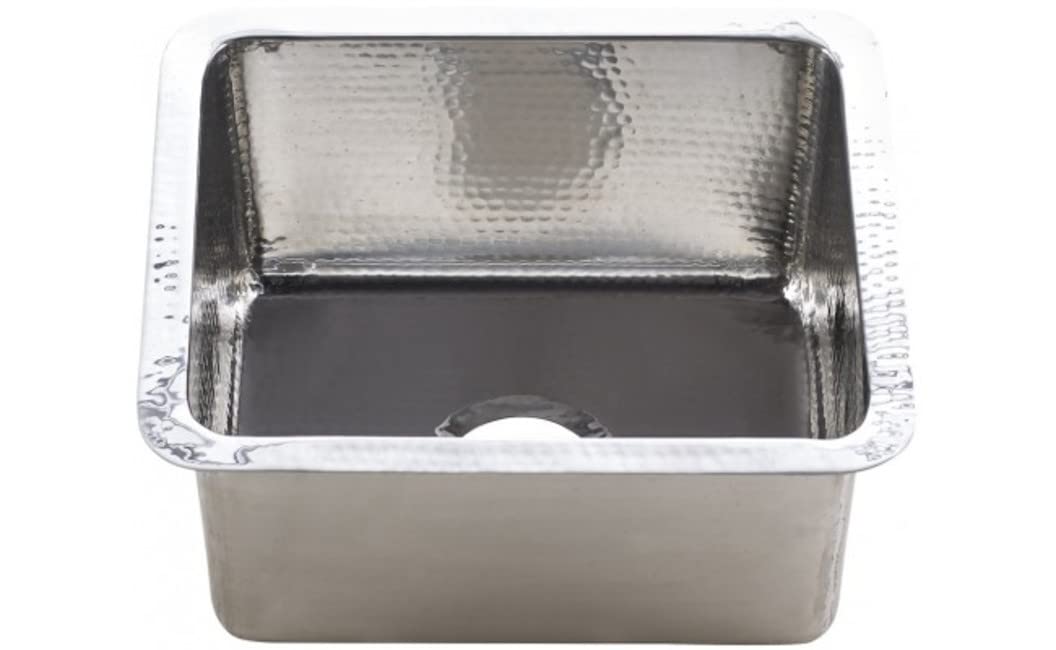 Thompson Traders KPU-1715 Rivera 17" Single Basin Bar Sink for Undermount or Drop-In Installations - Hammered Stainless Steel