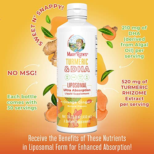 Maryruth Organics Maryruth'S | Liposomal Turmeric & Dha | Curcumin | Ginger Root Oil | Algal Dha & Vitamin E | Cognitive Function | Mood Support | Joint Health | Liquid Supplement thumb #2