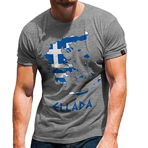 T-shirt Grèce Tourisms Vacances Gris L imprimé Gyros Ouzo Plage #31356