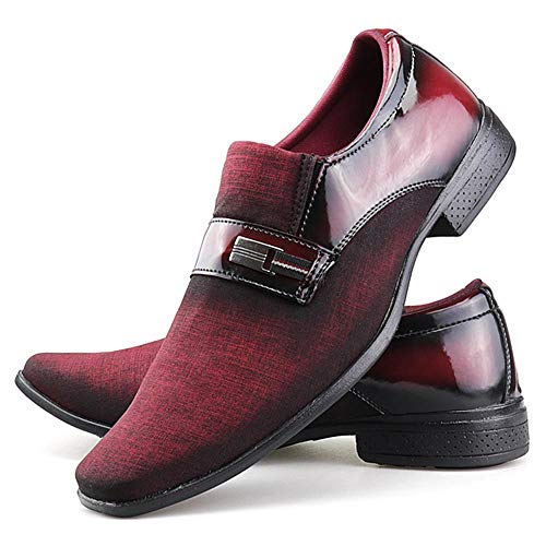 Kit 3 Pares Sapato Social Neway Masculino Marrom, Bordô e Azul