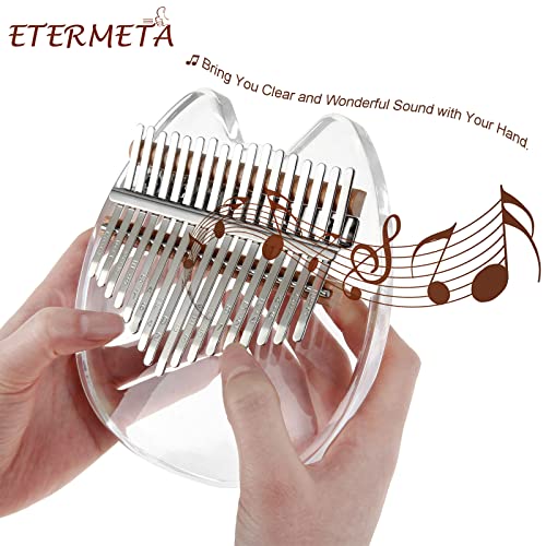 Clear Kalimba Thumb Piano, Transparent Crystal Kalimba 17 Key, Musical Instrument Gifts For Kids, Cat Shape Finger Piano, Acrylic Mbira #TOP5