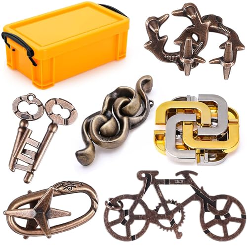 6 PCS Metal Brain Teaser Puzzles for Adults and Kids, Disentanglement Metal Logic Puzzle Set, IQ...