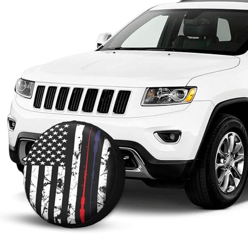 Image of Fishing American Flag Fishing Pole Spare Tire Cover Weatherproof Wheel Protectors Dust-Proof Sun Protection Wheel Tire Covers Universal Fit for Truck SUV RV Camper Trailer 14 inch