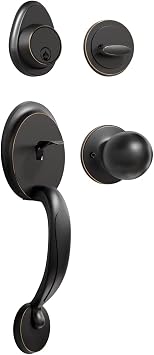 KIAYACI Front Door Lock Set Door Lock Set Door Handle Set with Deadbolt Oil-Rubbed Bronze Exterior Door Lock Set with Deadbolt Locks for Doors Antique Door Handle, Single Door A-SJ01075-KIA-USAM021