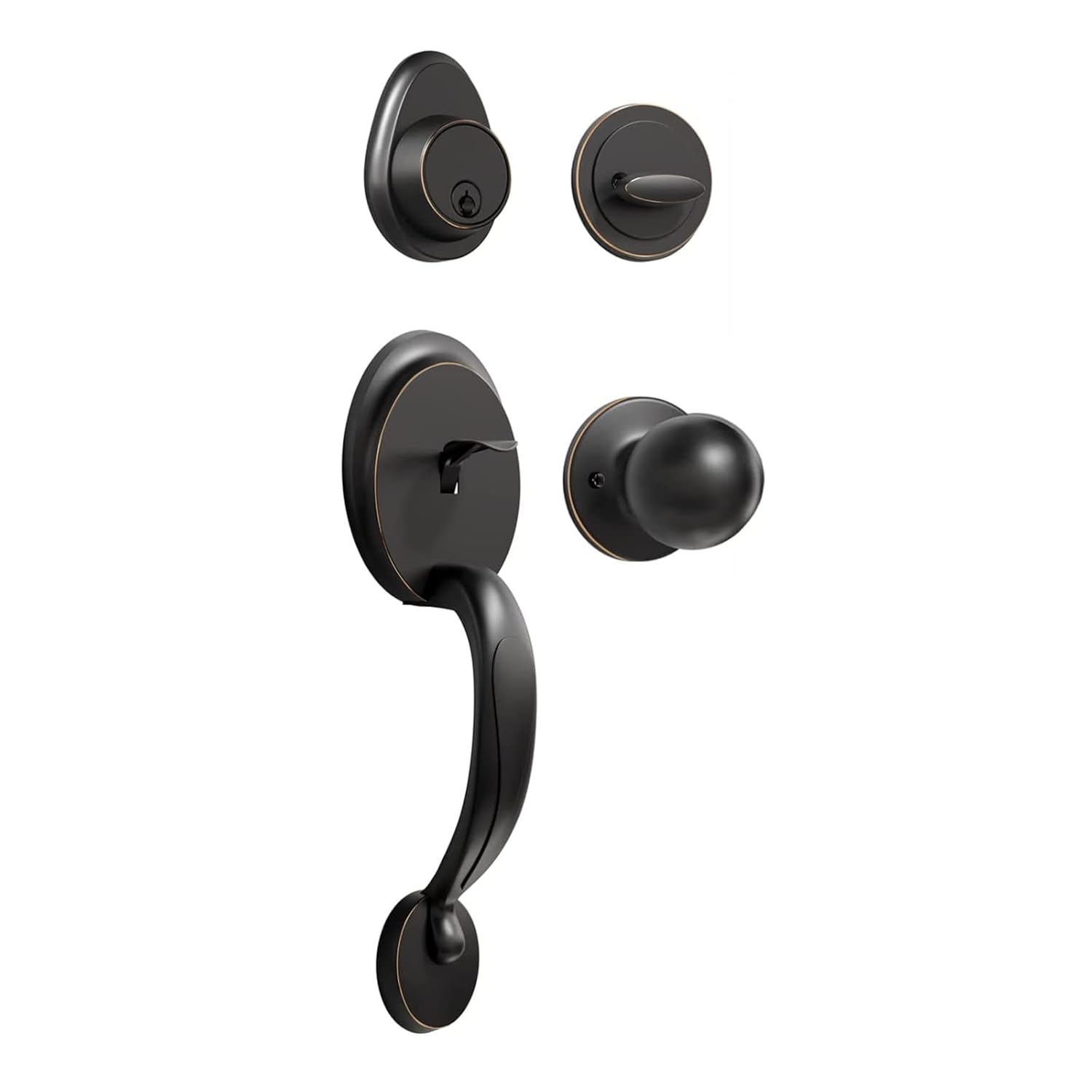 NeuType Front Door Lock Set Antique Front Door Handle Door Locks with Deadbolt Door Handles Oil-Rubbed Bronze Front Entry Door Handle Set with Deadbolt and Lever Handle
