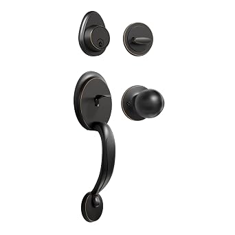 NeuType Front Door Lock Set Antique Front Door Handle Door Locks with Deadbolt Door Handles Oil-Rubbed Bronze Front Entry Door Handle Set with Deadbolt and Lever Handle
