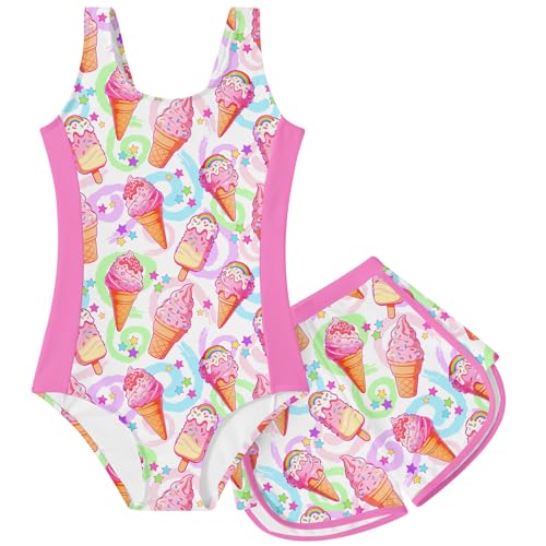 Image of TUONROAD Toddler Girls One Piece Swimsuit 2Pcs Bathing Suit Kids Swimwear with Short for 3-9