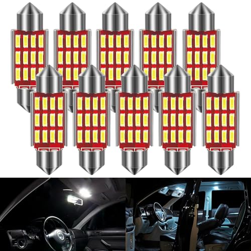 CJBIN Auto LED Innenbeleuchtung, 10 Stück 36MM 288 Lumen Led Auto Innenraumbeleuchtung, 12V 1.8W Led innenraumbeleuchtung Birne Auto, Auto Innen Beleuchtung, Einfach zu Verwenden, Weiße Licht