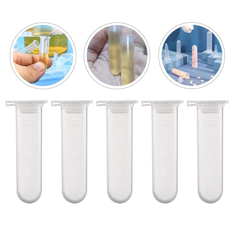 QUNINE Tubes à centrifuger de Laboratoire Scientifique de 5ml, 50 pièces, Tubes d'expérimentation à Couvercle à Pression