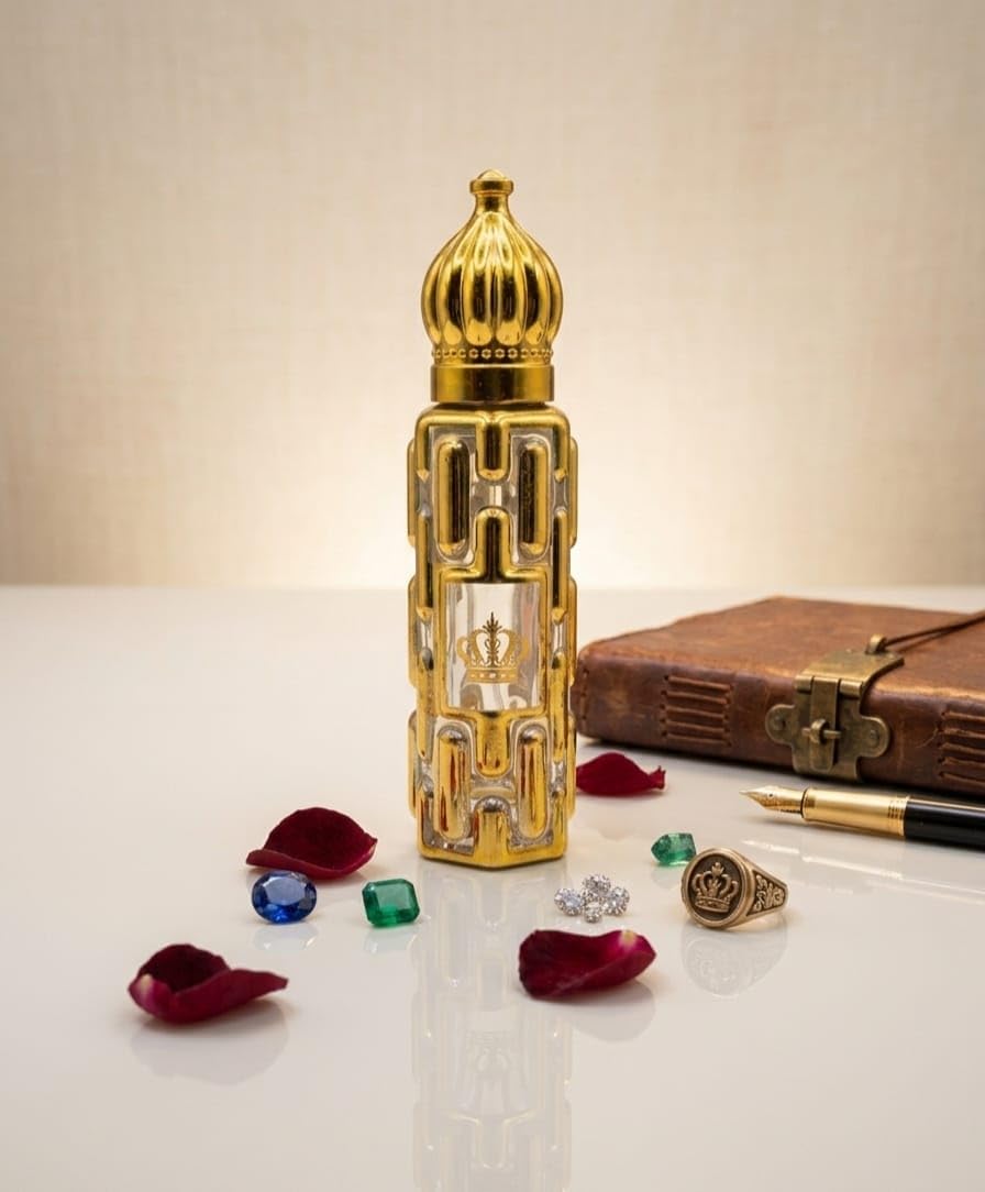Royal Gold Fancy Attar Bottle, Empty Perfume Bottle for Essential Oils and Fragrances, Beautifully Crafted-picture-34