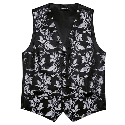 Image of Barry.Wang Formal Men Flower Vest Paisley Jacquard Silk Ties Suit Waistcoat Set Wedding 5PCS