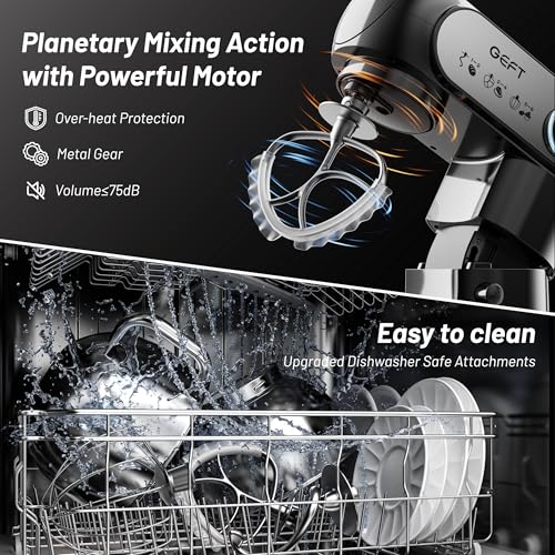 Image of Stand Mixer, 3.5QT+6QT Two Bowls Kitchen Electric Mixer, 600W 6+P speed Tilt-Head Food Mixer with Stainless Steel Bowl, Dishwasher-Safe Dough Hook, Flat Beater, Wire Whisk, Splash Guard, Black