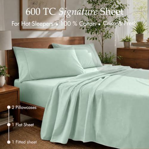 Image of Threadmill 600 Thread Count Cotton Full Sheet Set, Sateen, 4-Piece, Cooling
