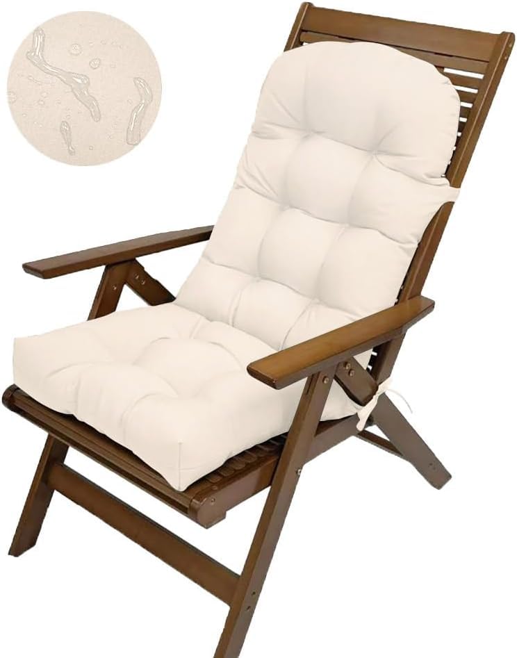 VEAI Coussin de Chaise de Jardin avec Dossier Extérieur/Interieur Lavables et Dehoussable Coussin à Dossier Haut pour Chaise Fauteuil de Jardin Galette de...