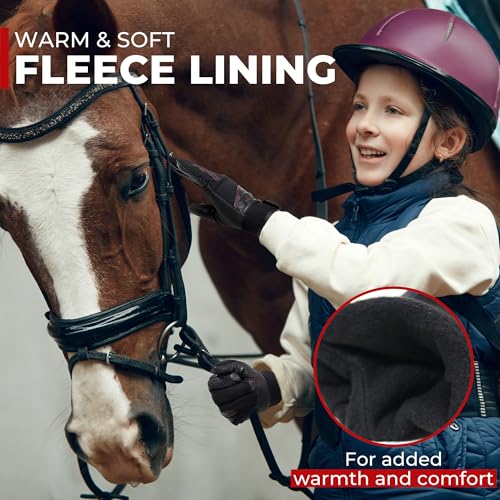 image for HANDLANDY HANDALNDY Horse Riding Gloves, Equestrian Gloves Kids for Gi