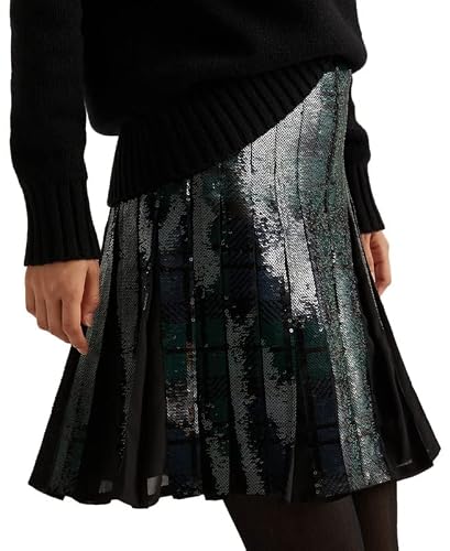 Lauren Ralph Lauren Women's Sequined Plaid Pleated Skirt (Lauren Navy Multi, 10) #TOP2