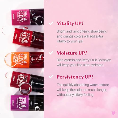 Image of ETUDE Dear Darling Water Gel Luminous Lip & Cheek Tint Most Loved Shades| Long Lasting, Waterproof, Smudgeproof |Korean Makeup|Strawberry, Red Grapefruit, Grape- Pack of 3