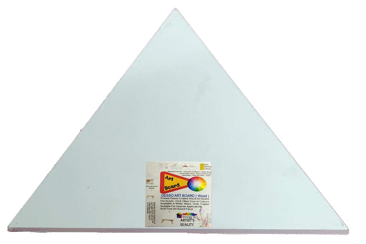 SNOOGG Gessoed Wood Art Painting Board, Multi-Application Surface,Artistic Grain Finish. 8 inch Tringle Shape.