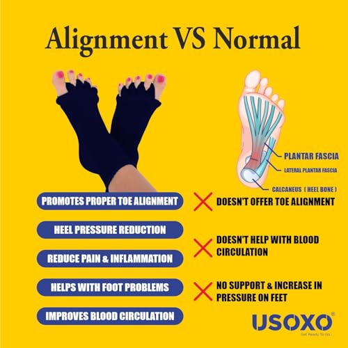Image of Foot Alignment Socks I Cotton Finger Toe Separator I Easing Bunion Hammertoe and Arthritis Pain Relief I Improving Posture & Increasing Flexibility I Free Size for Office Yoga Men & Women (Navy)
