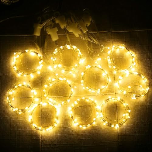 Image of MIRADH 300 LED Fairy Curtain String Lights 9.8Ftx9.8Ft - USB Powered Remote-Controlled Backdrop, Warm Ambience for Diwali, Navratri, Christmas & New Year Decor, (Yellow)