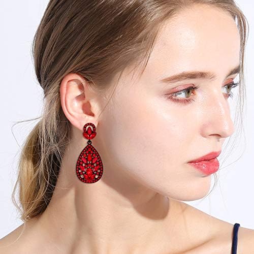 EleQueen Women's Wedding Bridal Austrian Crystal Bohemia Teardrop Chandelier Dangle Earrings - Image 3