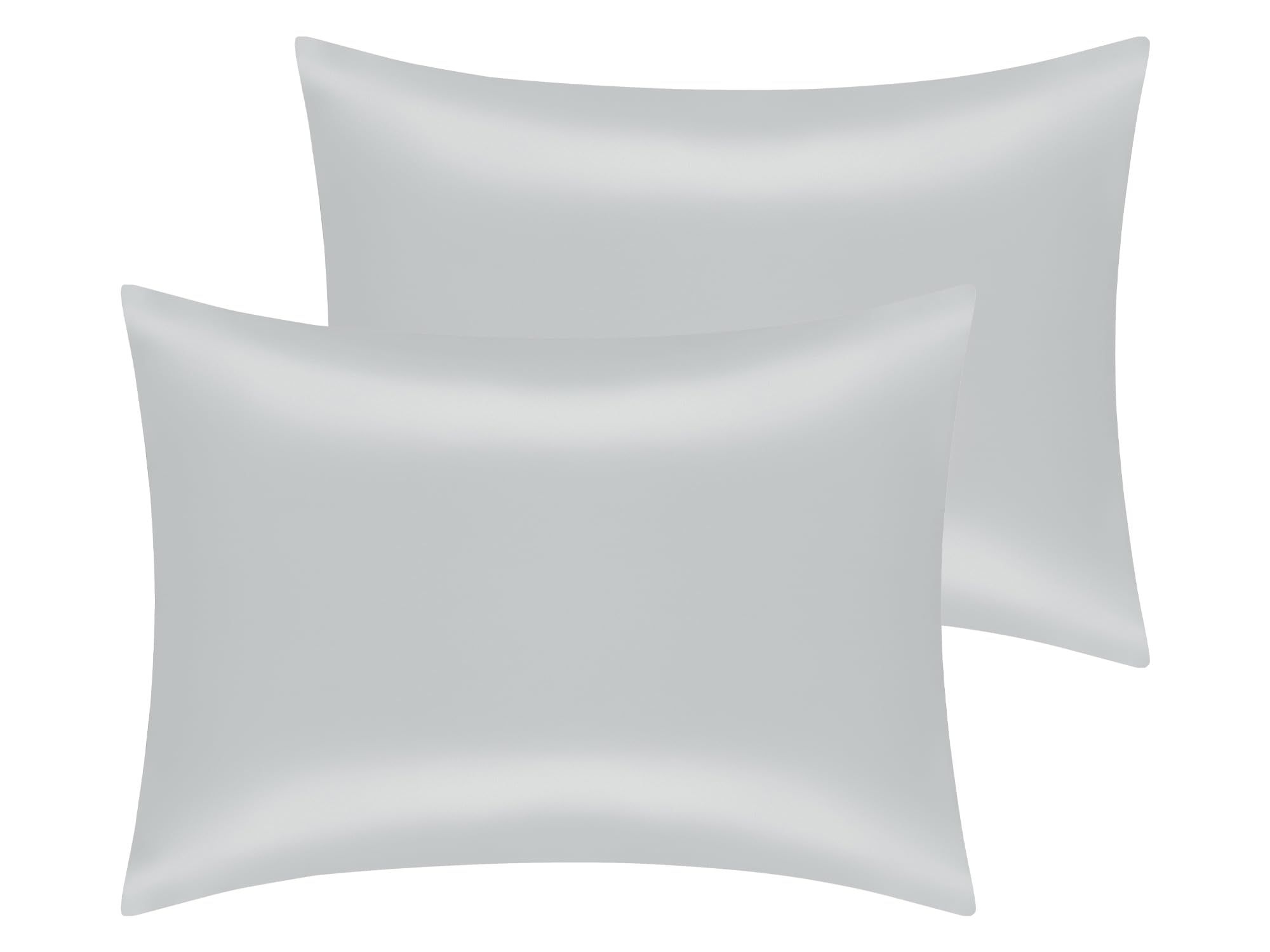 uxcell Satin Pillowcase Standard Set of 2 Soft and Comfortable for Hair and Skin with Envelope Closure, Gifts for Birthday Silver Queen (51x76cm)
