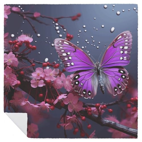 Servilletas de Tela Moradas con Mariposa, 18.7 x 18.7 in, 1 unidad miniatura 6