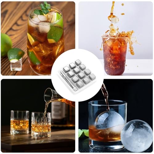 Piedras de whisky refrescantes y hielos de metal reutilizables para enfriar cerveza o vino 5