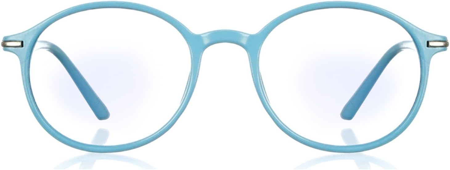 ENRICO Bluno Round Zero Power Computer Blue Light Blocking Glasses | Anti Glare Blue Light Filter Glasses for Eye Protection from Laptop/Mobile Screen | Blue cut Reading Glasses for Men & Women