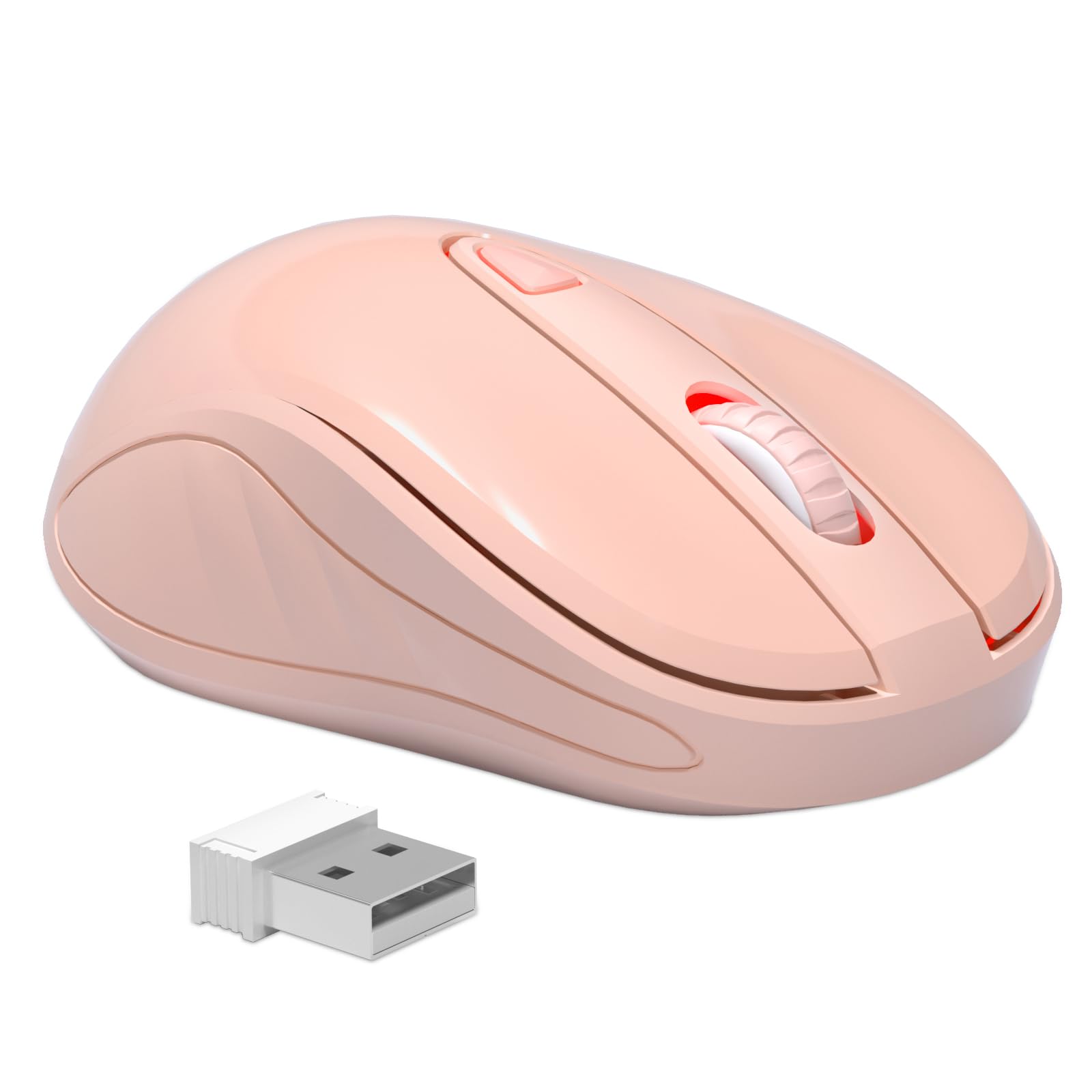 OKIMO Wireless Mouse for Laptop Computer Mouse with USB Receiver 2.4GHz Optical Tracking Computer Mouse Ergonomic Portable Mouse for PC Laptop (Orangepink)