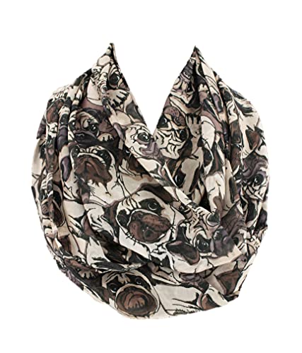Etwoa's Pug Dog Infinity Scarf Circle Scarf Loop Scarf