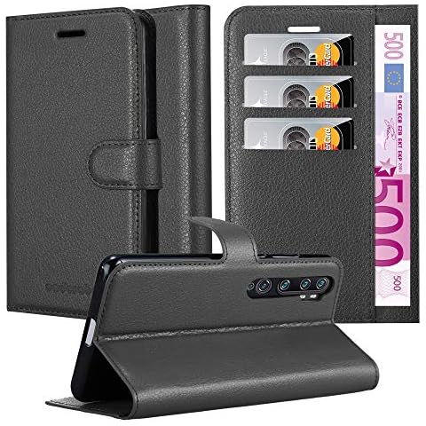 cadorabo Book Case works with Xiaomi RedMi NOTE 10 in OXID BLACK - with Magnetic Closure, Stand Function and Card Slot - Wallet Etui Cover Pouch PU Leather Flip Cover