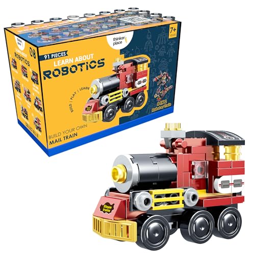 Image of STEM Toy Train Building Blocks Set (91 Pcs, 8-in-1) | DIY Mail Train Kit for Kids 7+ Years (Boys & Girls) | Educational Robotics Toy | Engineering, Creativity & Problem Solving Skills