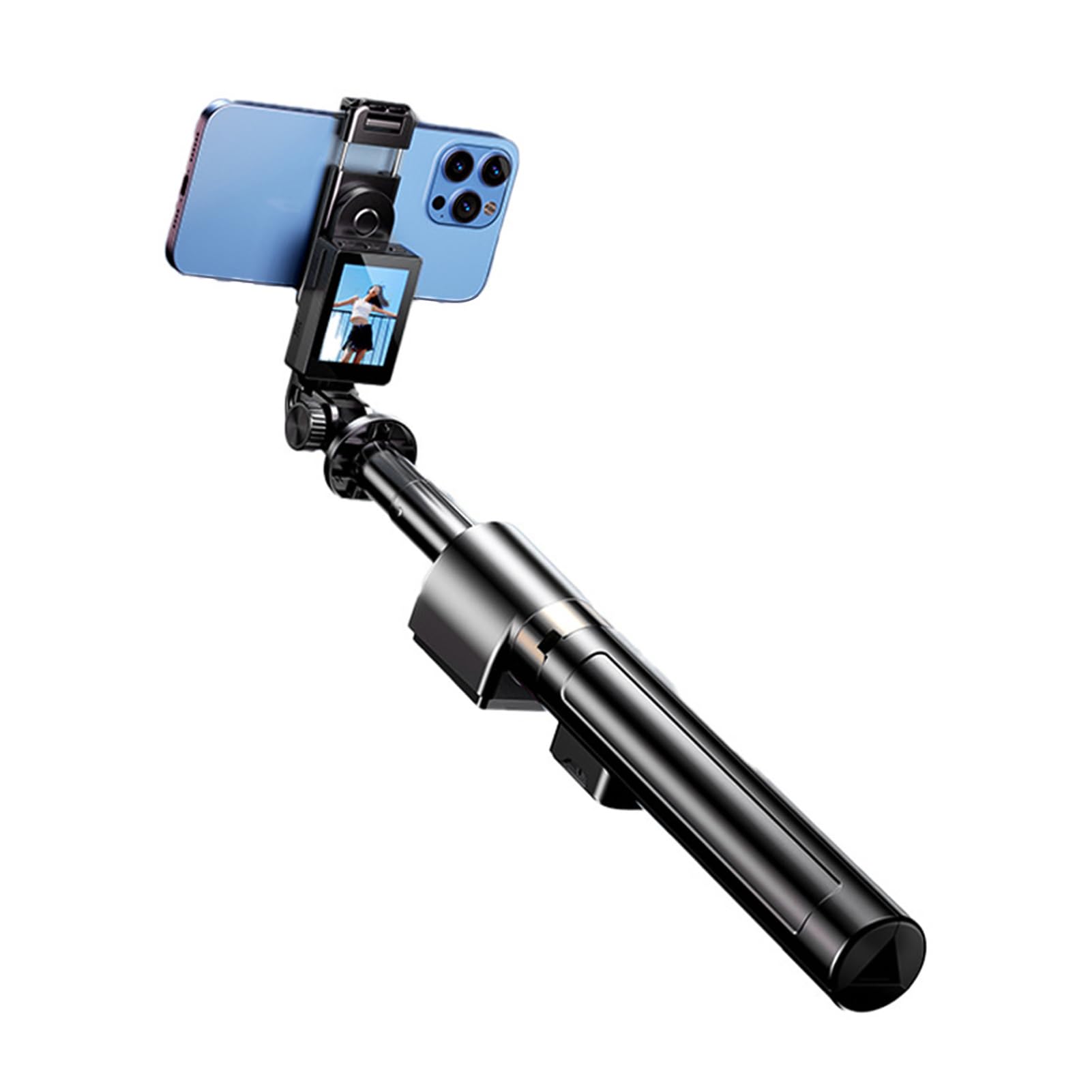 Kavolet Selfie Stick Treppiede con schermo di proiezione e scatto remoto per Vlog Live Streaming, morsetto universale per e telefono cellulare, treppiede estensibile in lega di alluminio da utilizzare