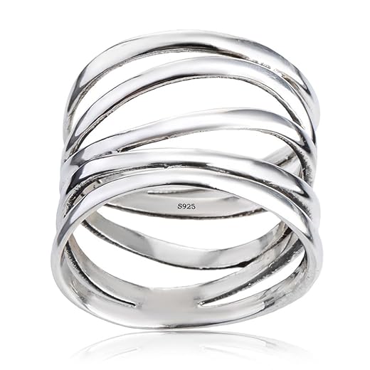 HAIXIAN Classic Silver Wide Band Ring