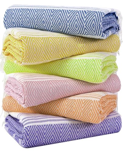 Genovega 6 Packs Oversized Turkish Beach Towels...