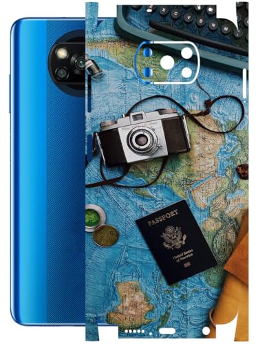 Image of AtOdds - Full Body Back Screen Guard Protector Film - Lamination Wrap Skin Sticker Compatible with Poco X3 PRO | Scratchproof Matte Finish (Travel Map)