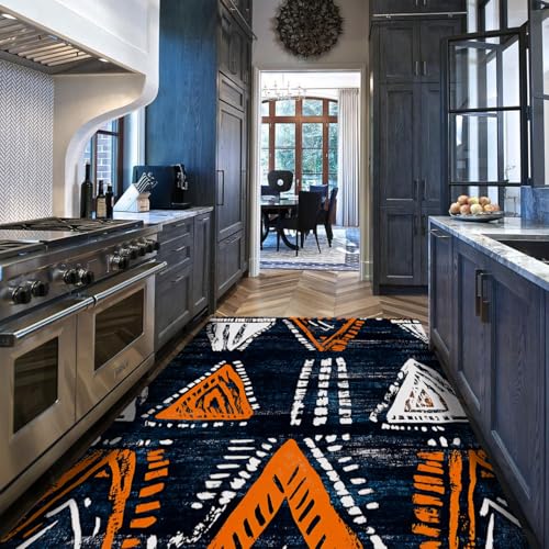 Tapis lavable à triangles orange pour une salle à manger moderne - 4