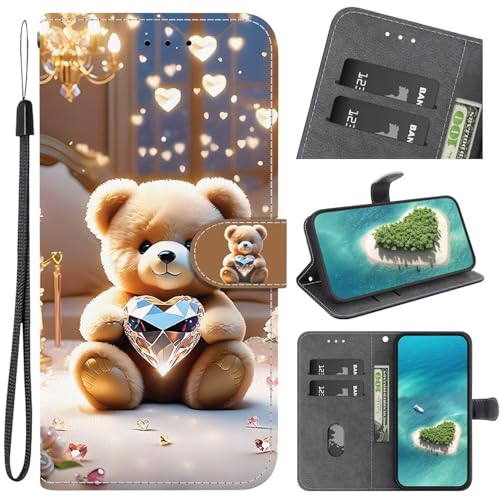 Funda de piel para Nokia C21, funda protectora para teléfono móvil, funda de piel con ranuras para tarjetas, antigolpes, funda plegable para Nokia C21, osos